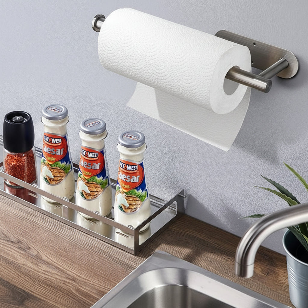 Under Cabinet Paper Towel Holder With Black Finish Stainless Steel | Temsk