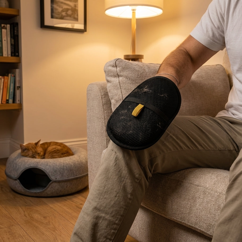 Pet Hair Removal Glove Reusable Mesh Mitt For Fabric Surfaces | Temsk