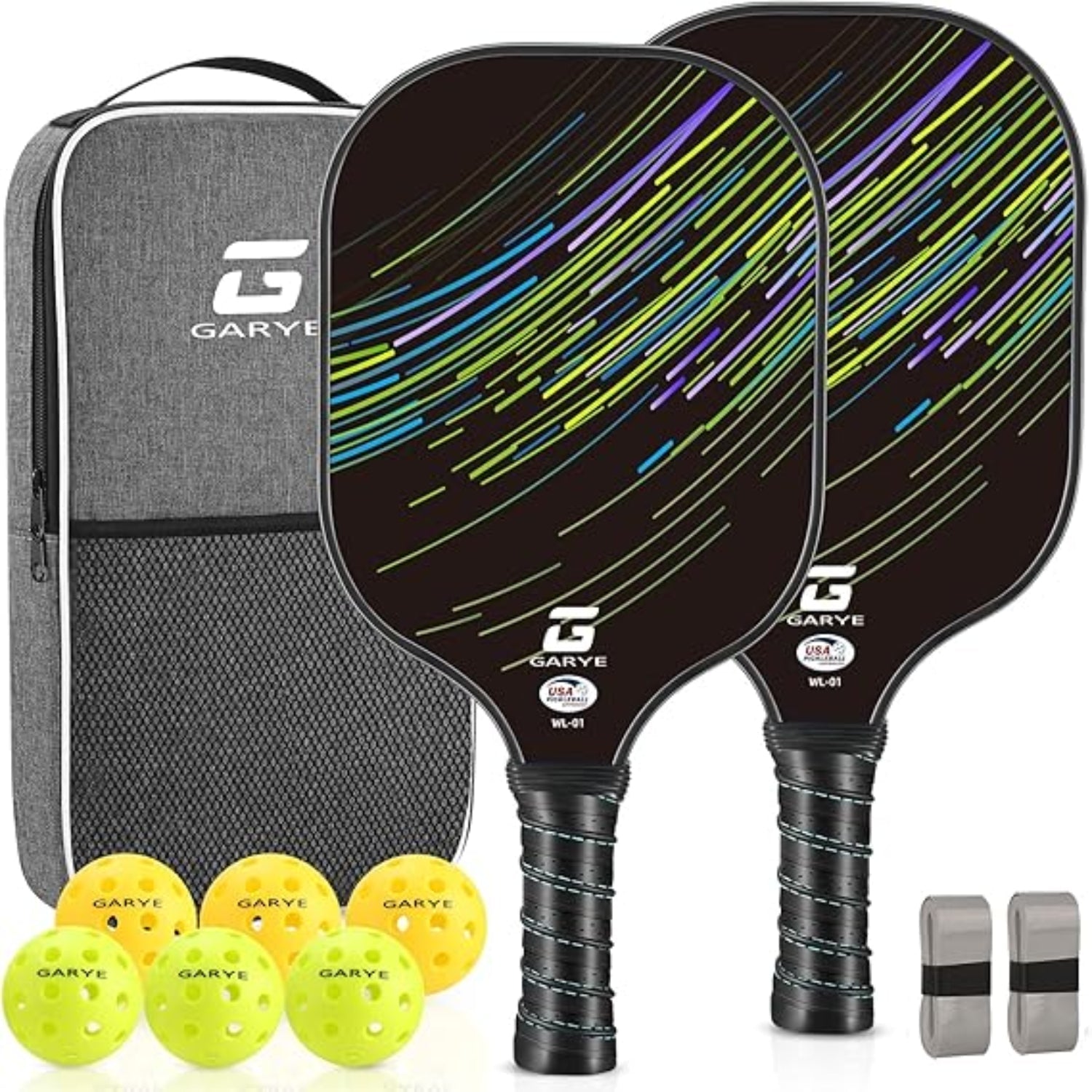 Lightweight Pickleball Paddle Set With Graphite Face And Cushioned Grip Balls | Temsk