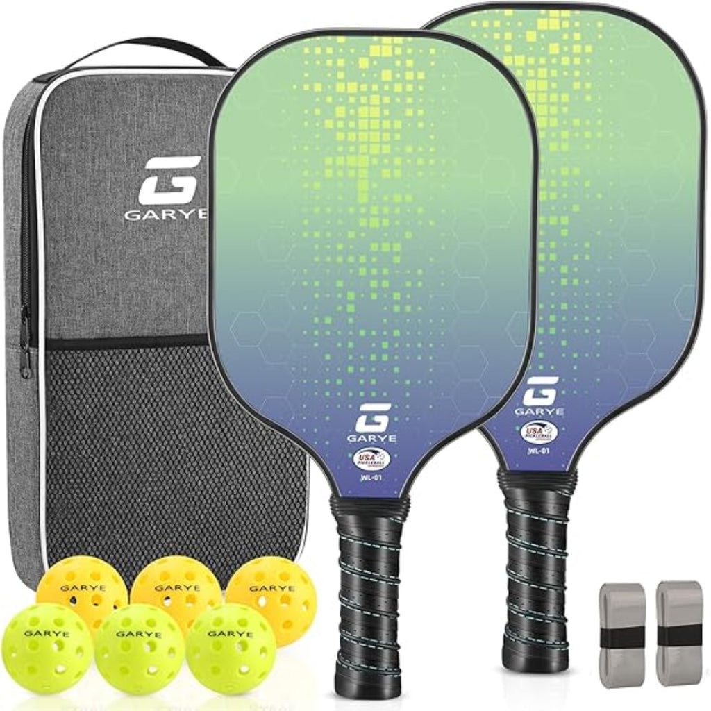Lightweight Pickleball Paddle Set With Graphite Face And Cushioned Grip Balls | Temsk
