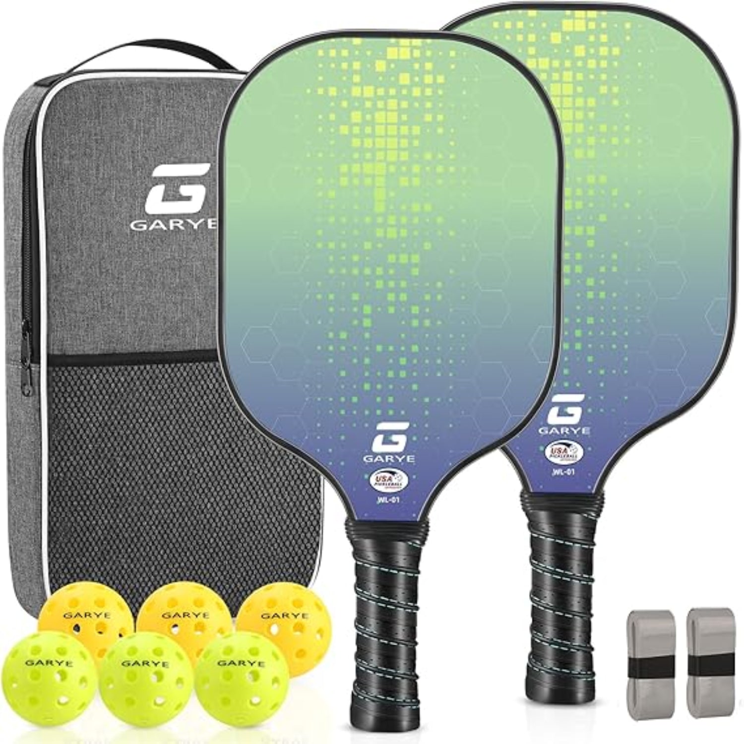 Lightweight Pickleball Paddle Set With Graphite Face And Cushioned Grip Balls | Temsk