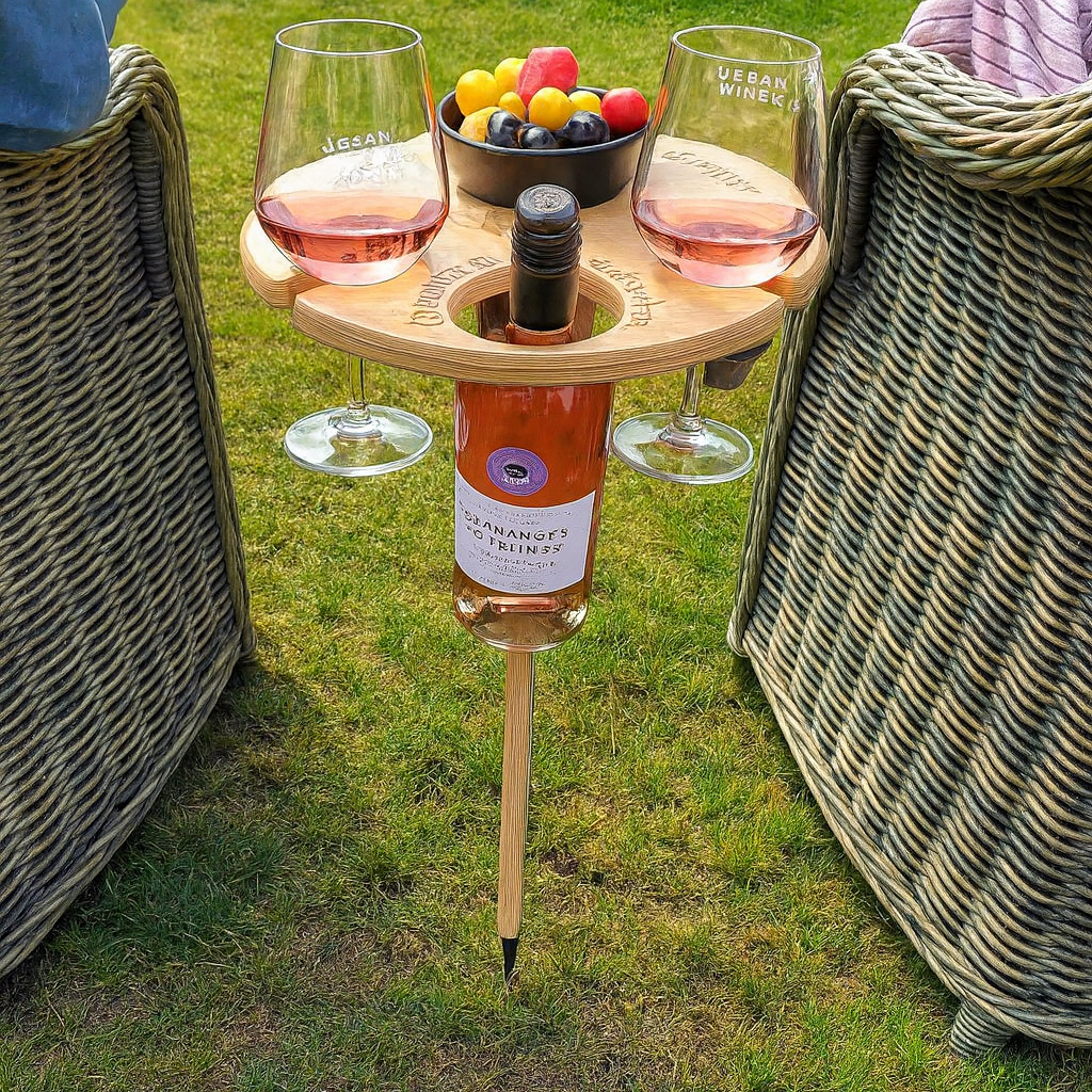 Outdoor Wine Table With Spike Stand And Snack Surface | Temsk
