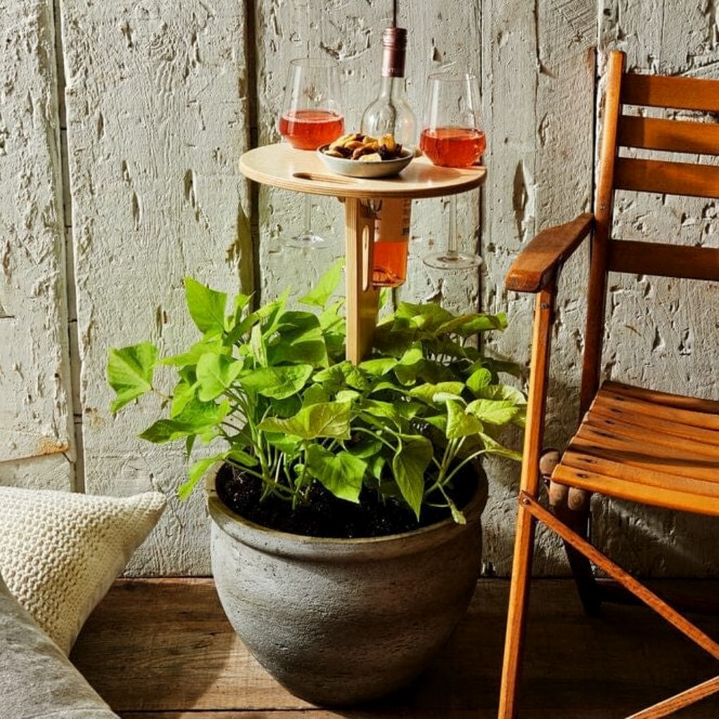 Outdoor Wine Table With Spike Stand And Snack Surface | Temsk