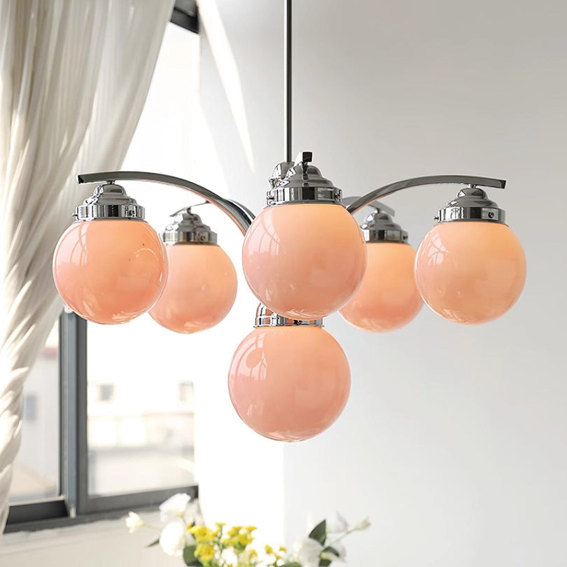 Asteria Pink and White Round Chandelier for Elegant Ambience | Snurv | Temsk