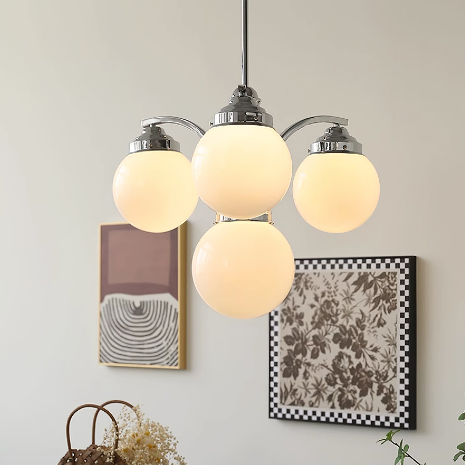 Asteria Pink and White Round Chandelier for Elegant Ambience | Snurv | Temsk
