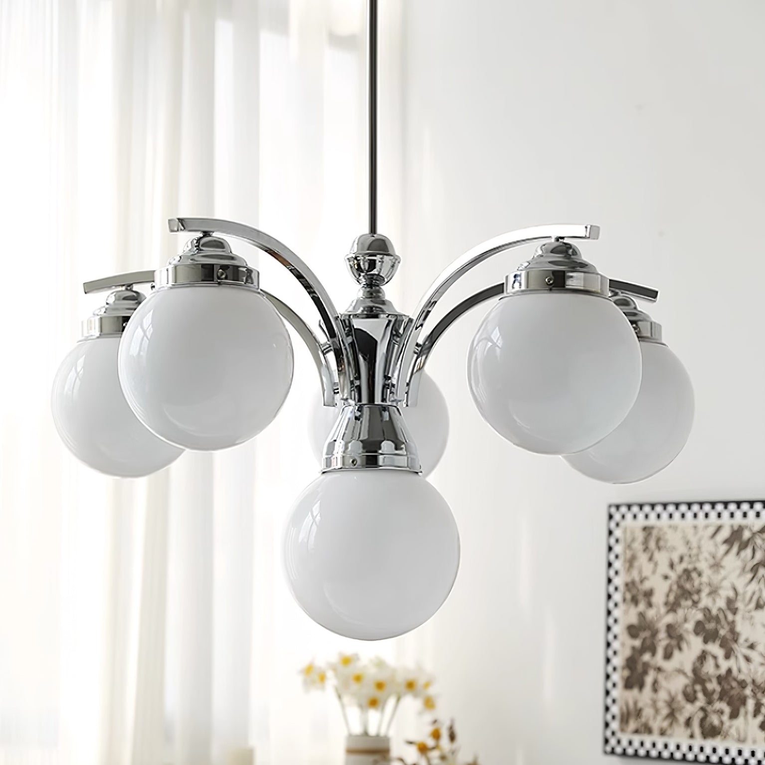 Asteria Pink and White Round Chandelier for Elegant Ambience | Snurv | Temsk