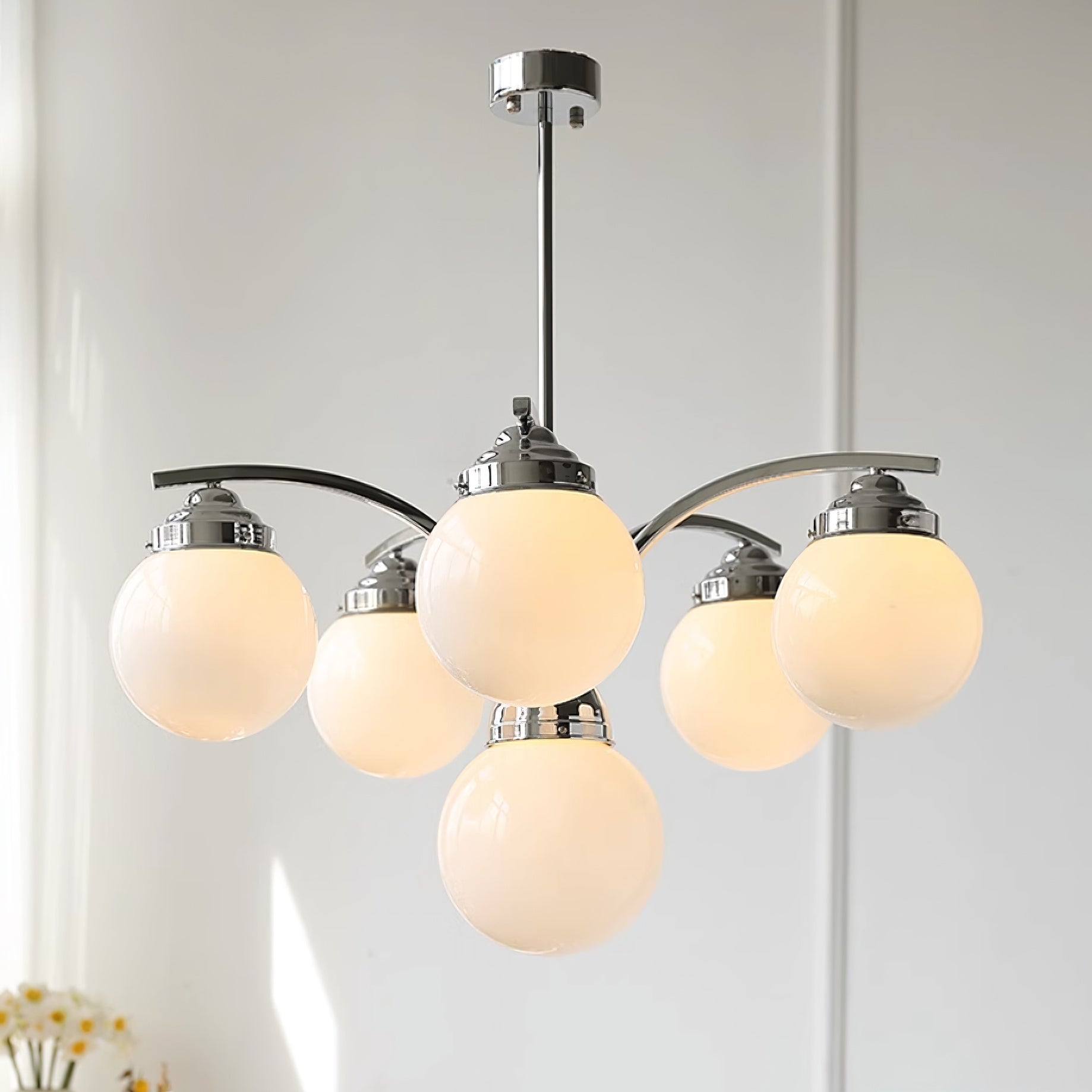 Asteria Pink and White Round Chandelier for Elegant Ambience | Snurv | Temsk