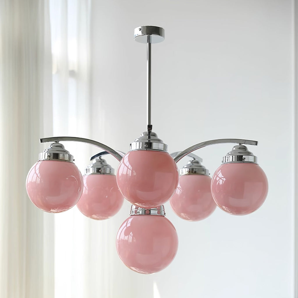 Asteria Pink and White Round Chandelier for Elegant Ambience | Snurv | Temsk
