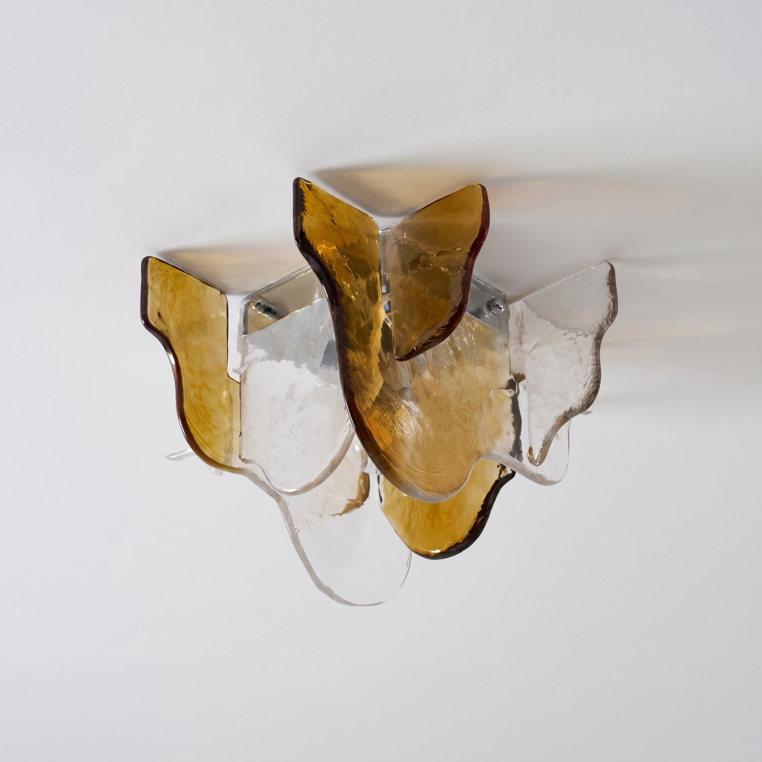 Murano-Style Hand-Blown Glass Ceiling Light With Smoke Gray Amber Clear | Temsk