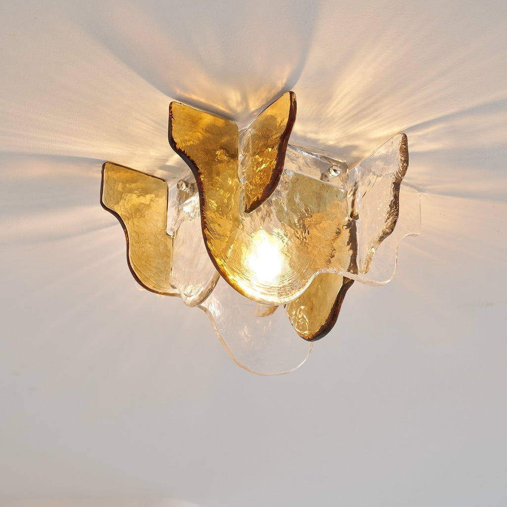 Murano-Style Hand-Blown Glass Ceiling Light With Smoke Gray Amber Clear | Temsk