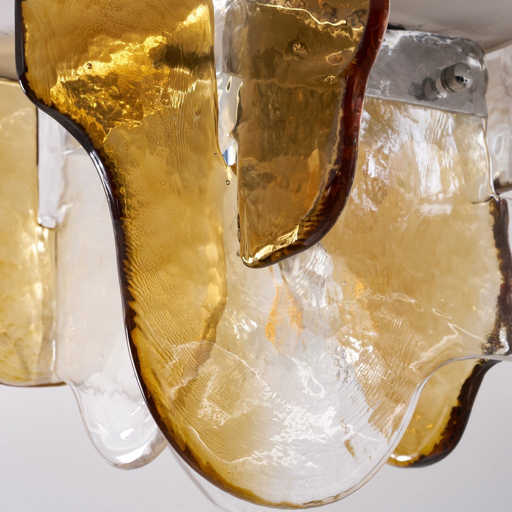 Murano-Style Hand-Blown Glass Ceiling Light With Smoke Gray Amber Clear | Temsk