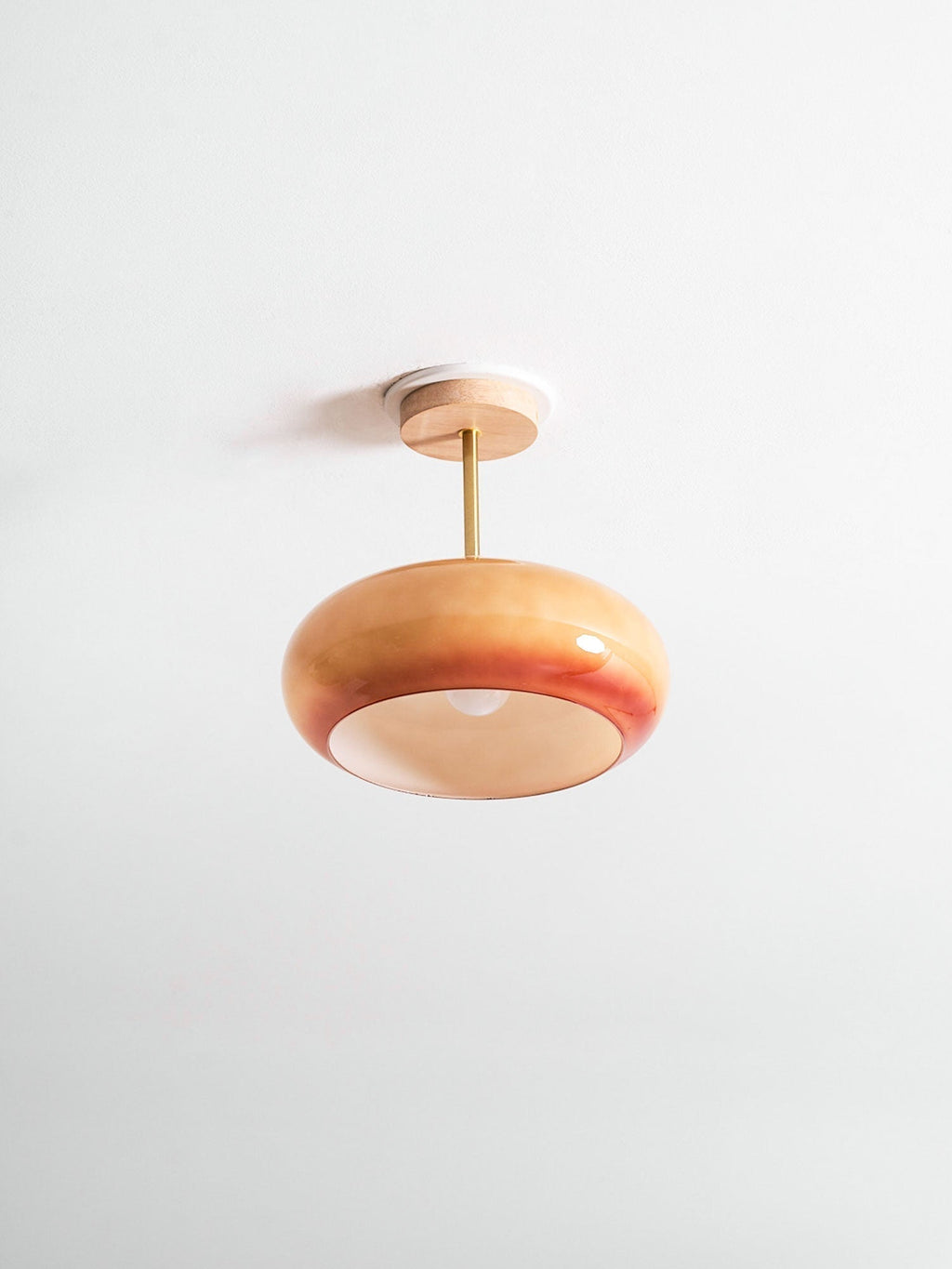 Bauhaus stropní svítidlo ze skla a dřeva, bílý nebo oranžový diskový design pro ložnici a jídelnu | Temsk