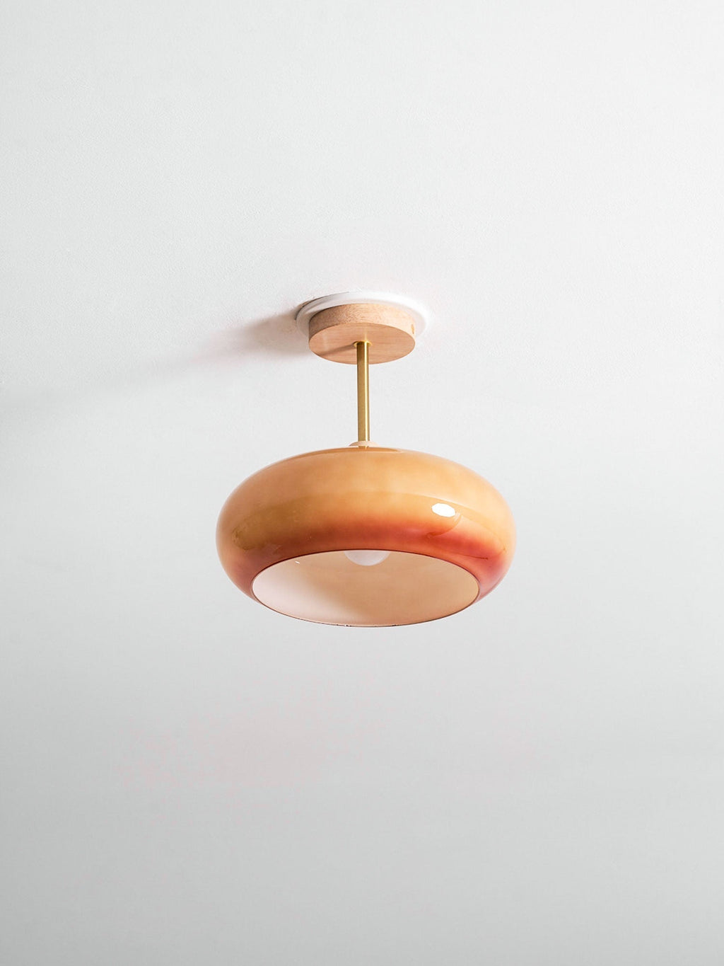 Bauhaus stropní svítidlo ze skla a dřeva, bílý nebo oranžový diskový design pro ložnici a jídelnu | Temsk