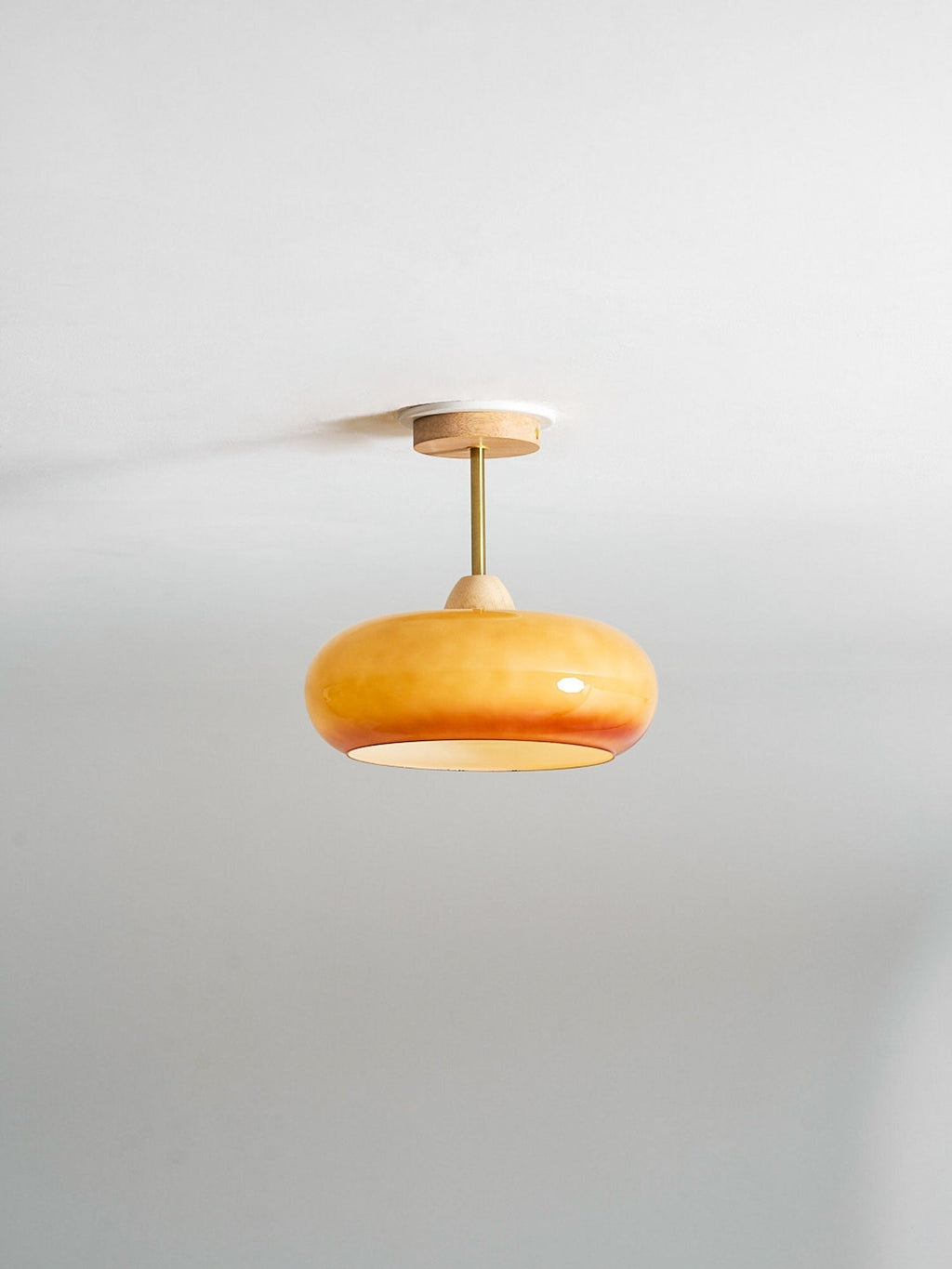 Bauhaus stropní svítidlo ze skla a dřeva, bílý nebo oranžový diskový design pro ložnici a jídelnu | Temsk