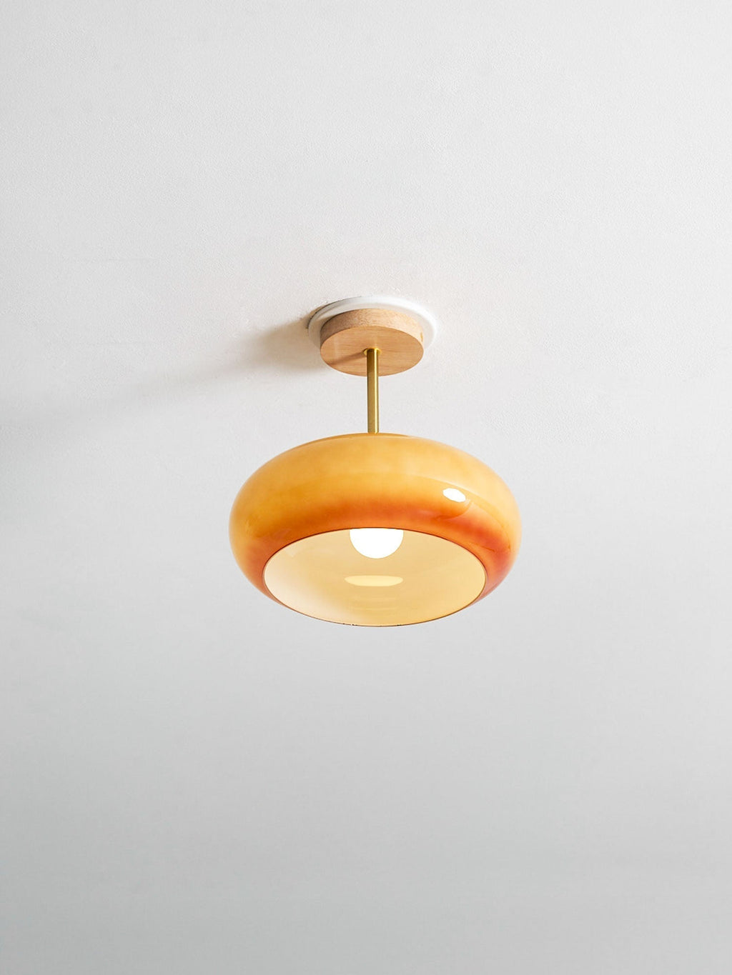 Bauhaus stropní svítidlo ze skla a dřeva, bílý nebo oranžový diskový design pro ložnici a jídelnu | Temsk