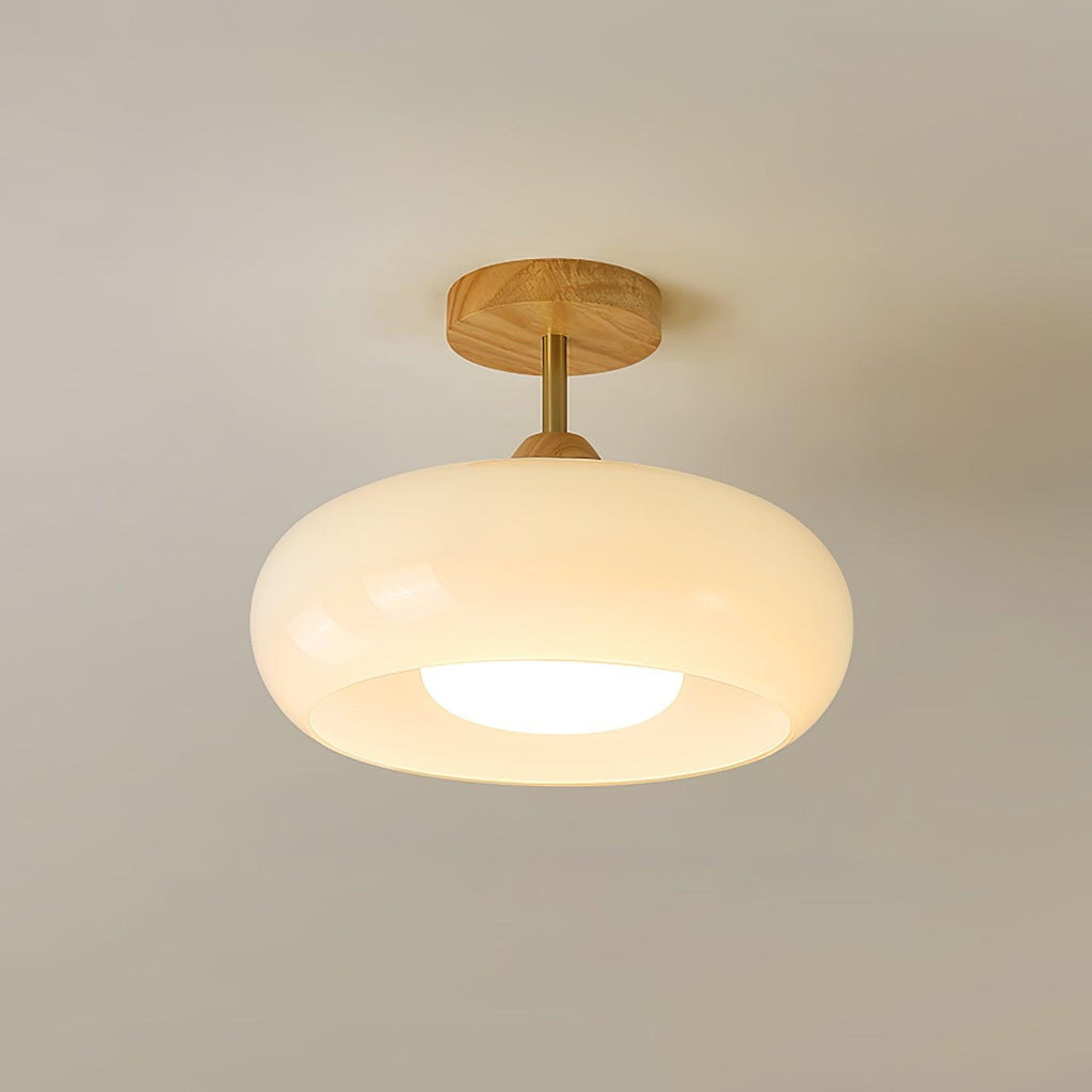 Bauhaus stropní svítidlo ze skla a dřeva, bílý nebo oranžový diskový design pro ložnici a jídelnu | Temsk
