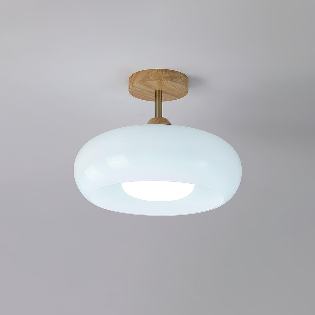 Bauhaus stropní svítidlo ze skla a dřeva, bílý nebo oranžový diskový design pro ložnici a jídelnu | Temsk