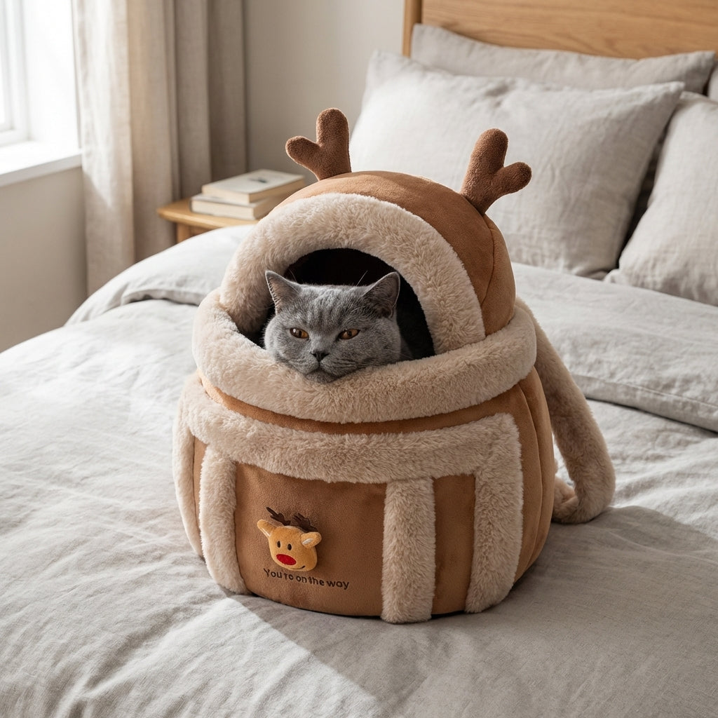 Plush Cat Carrier Bag With Dome Opening And Fleece Lining M And L Sizes | Temsk