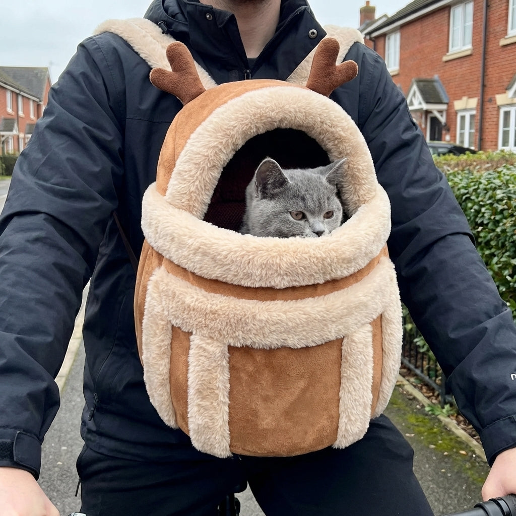 Plush Cat Carrier Bag With Dome Opening And Fleece Lining M And L Sizes | Temsk