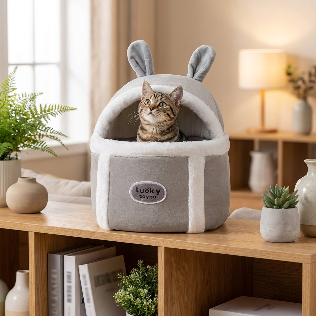 Plush Cat Carrier Bag With Dome Opening And Fleece Lining M And L Sizes | Temsk