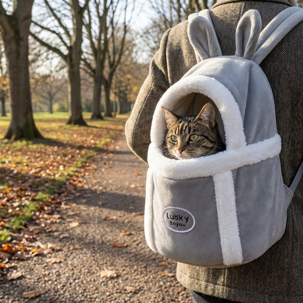Plush Cat Carrier Bag With Dome Opening And Fleece Lining M And L Sizes | Temsk