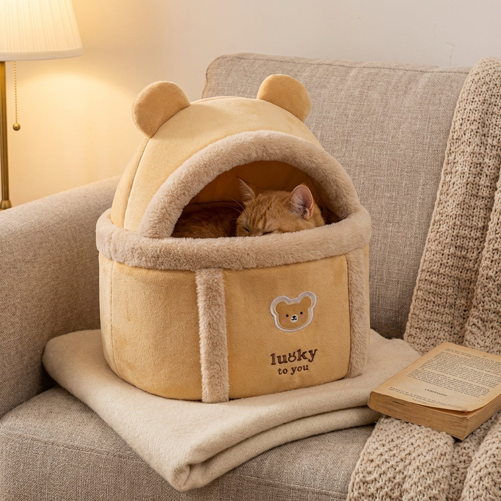 Plush Cat Carrier Bag With Dome Opening And Fleece Lining M And L Sizes | Temsk