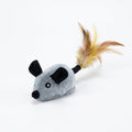 Plush Mouse Cat Toy With Feather Tail Battery Operated Grey And Orange | Temsk