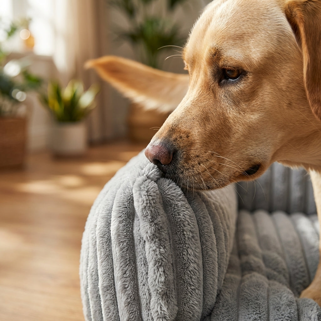 Blød sofa-stil hundeseng med hævede sider og aftageligt betræk, størrelser S til XL | Temsk
