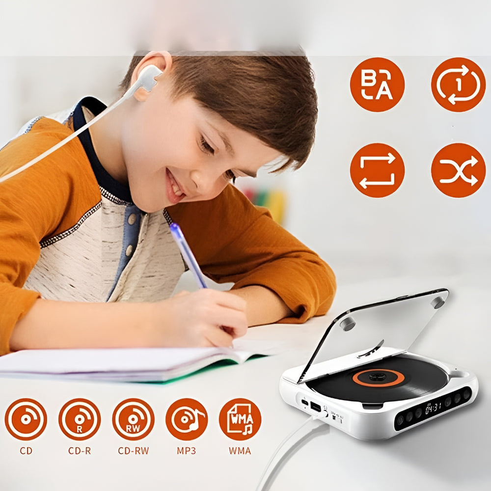 Bluetooth tragbarer CD-Player mit Anti-Skip-Funktion und Kopfhöreranschluss | Temsk