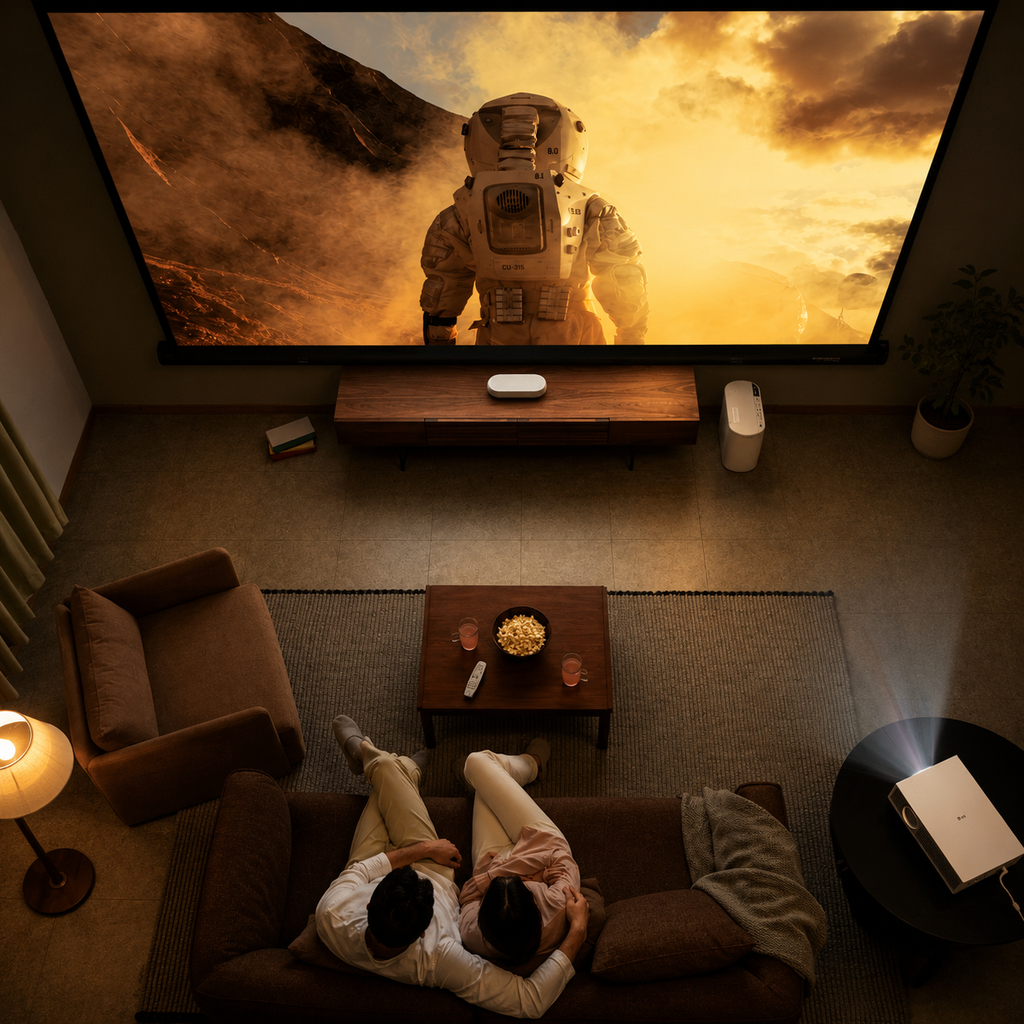 Kompakter tragbarer WiFi 6 Projektor mit 1080P HDMI-Ausgang | Temsk