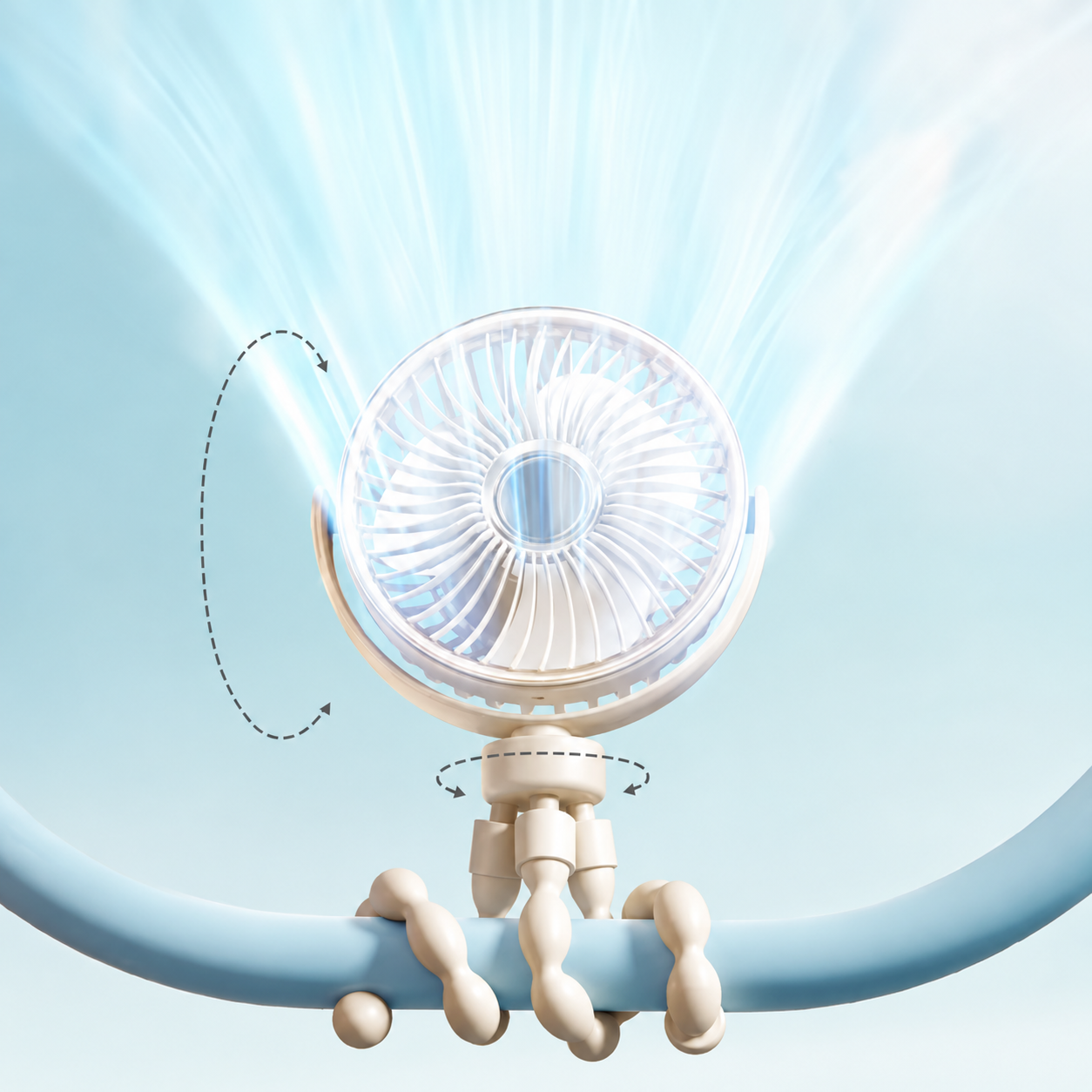 Faltbarer, batteriebetriebener Clip-Ventilator, tragbar und verstellbar | Temsk