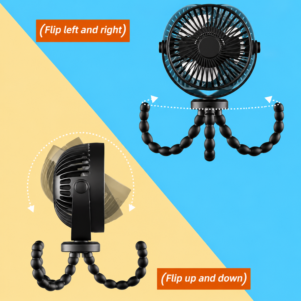 Wiederaufladbarer USB-Clip-Ventilator für den Schreibtisch zur tragbaren Kühlung | Temsk