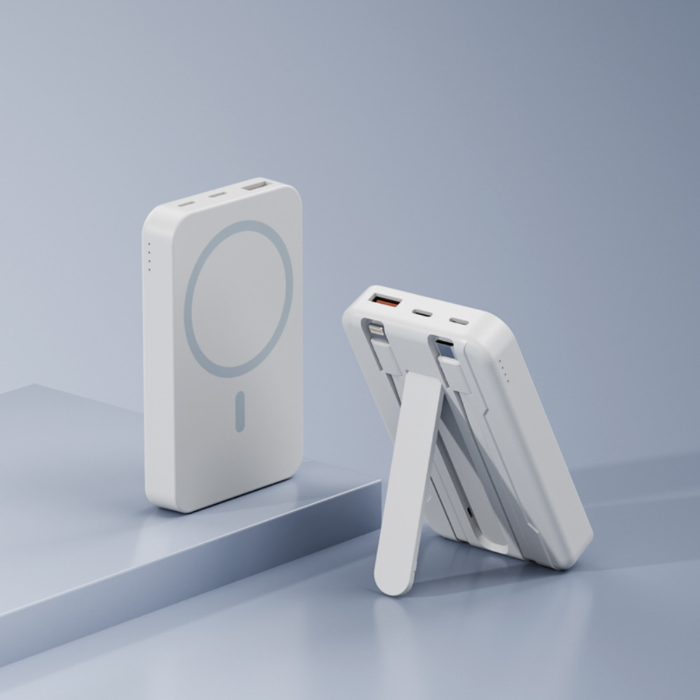 Compact Magnetic Wireless Portable Power Bank With Stand | Temsk