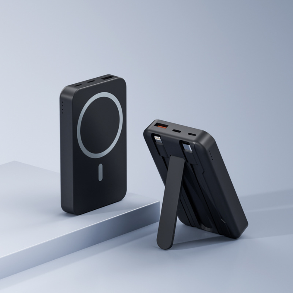 Compact Magnetic Wireless Portable Power Bank With Stand | Temsk
