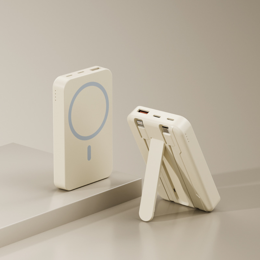 Compact Magnetic Wireless Portable Power Bank With Stand | Temsk