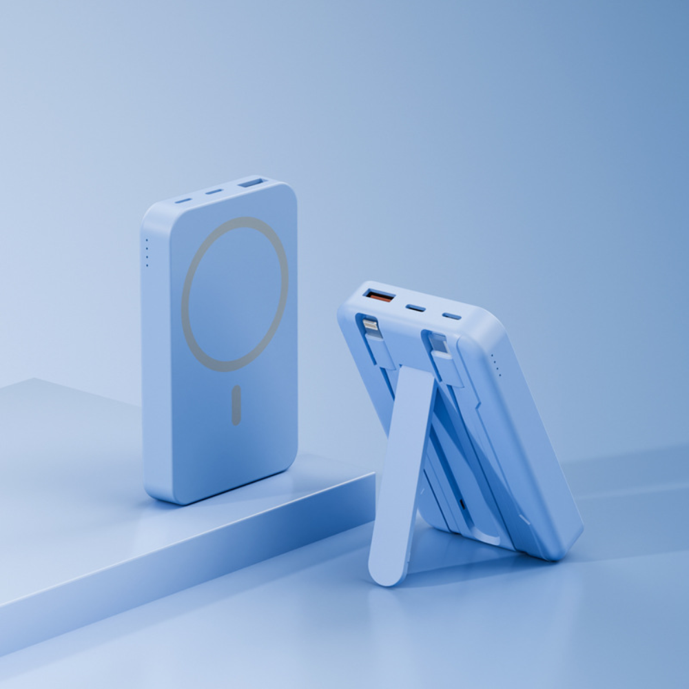 Compact Magnetic Wireless Portable Power Bank With Stand | Temsk