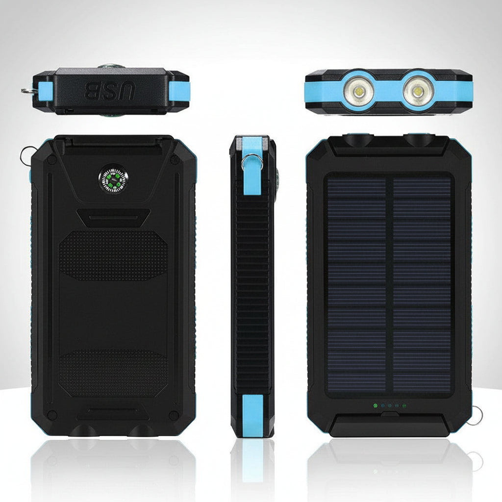 Solar Powered 20000mAh Waterproof Battery Pack For Outdoor Use | Temsk