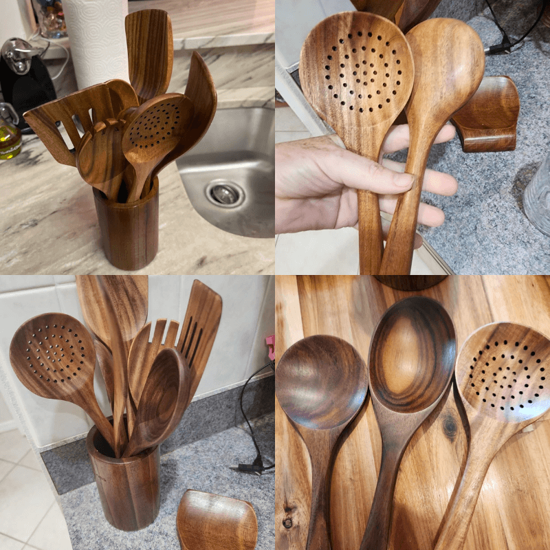 EverLeaf Sustainable Wooden Cooking Utensil Set For Everyday Kitchen Use | Temsk
