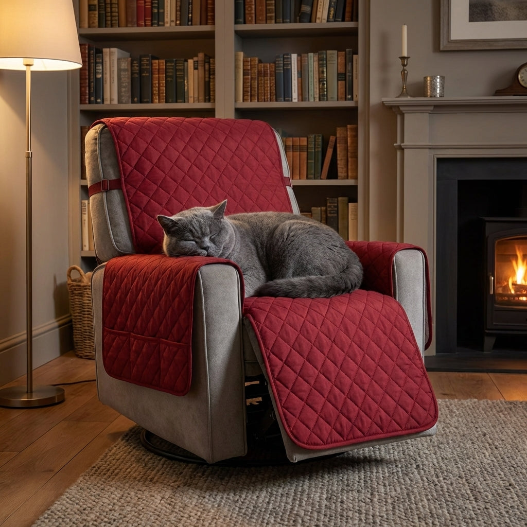 Washable Polyester Quilted Armchair Cover Size S/M | Temsk