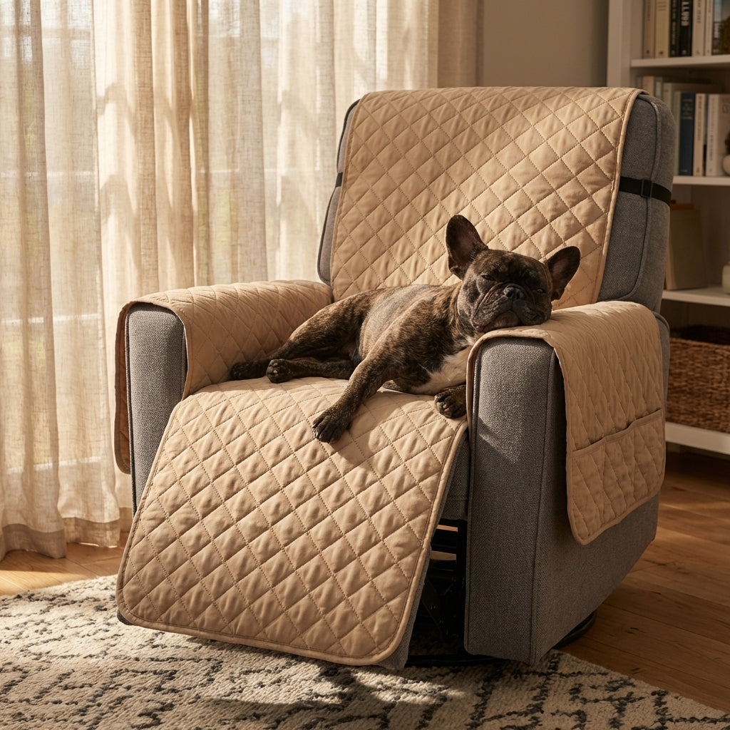 Washable Polyester Quilted Armchair Cover Size S/M | Temsk