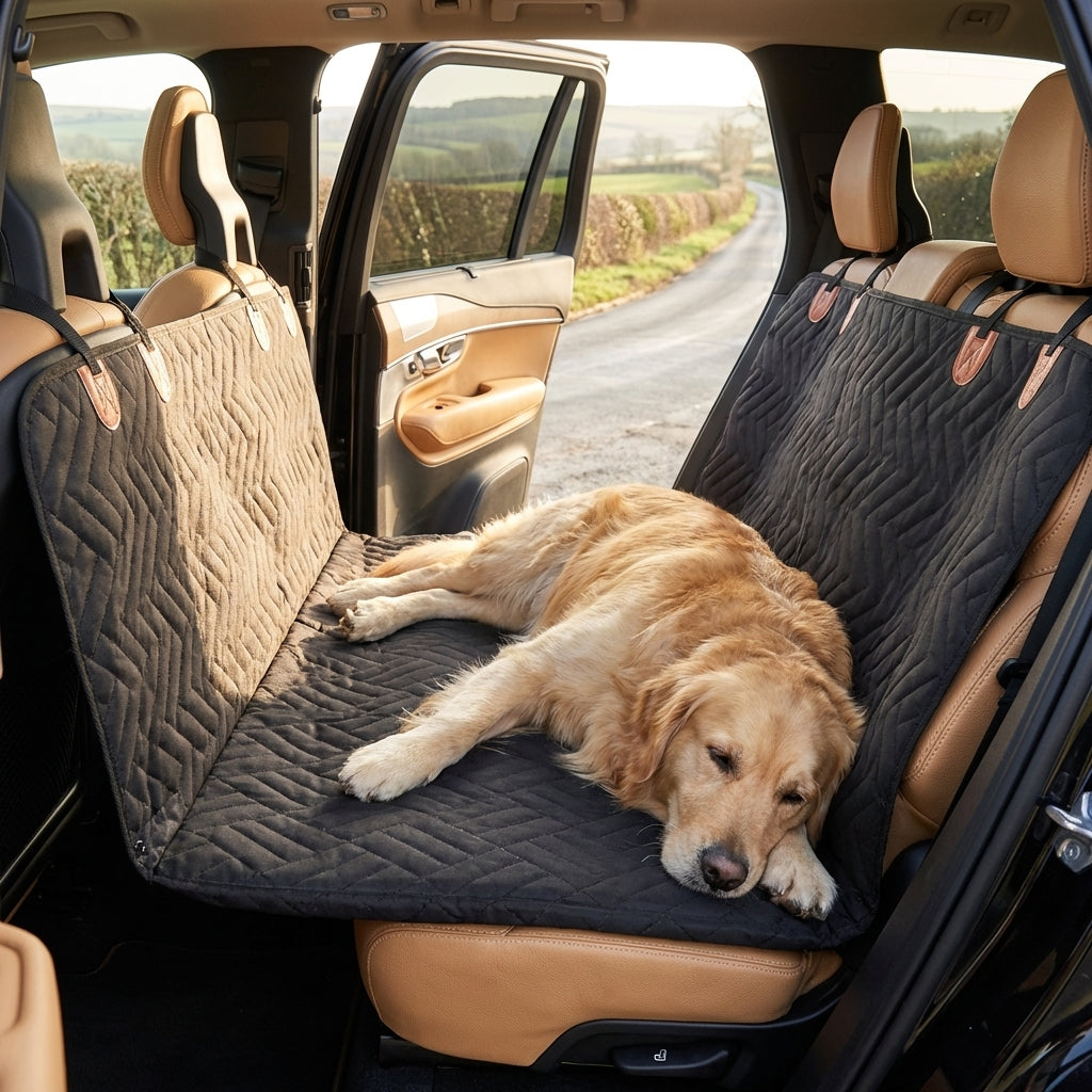 Quilted Car Seat Extender For Dogs, Waterproof With Hard Bottom And Side Panels | Temsk