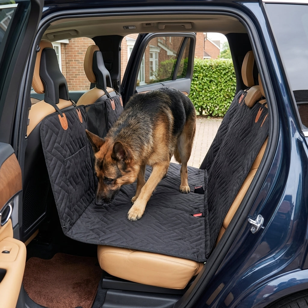 Quilted Car Seat Extender For Dogs, Waterproof With Hard Bottom And Side Panels | Temsk