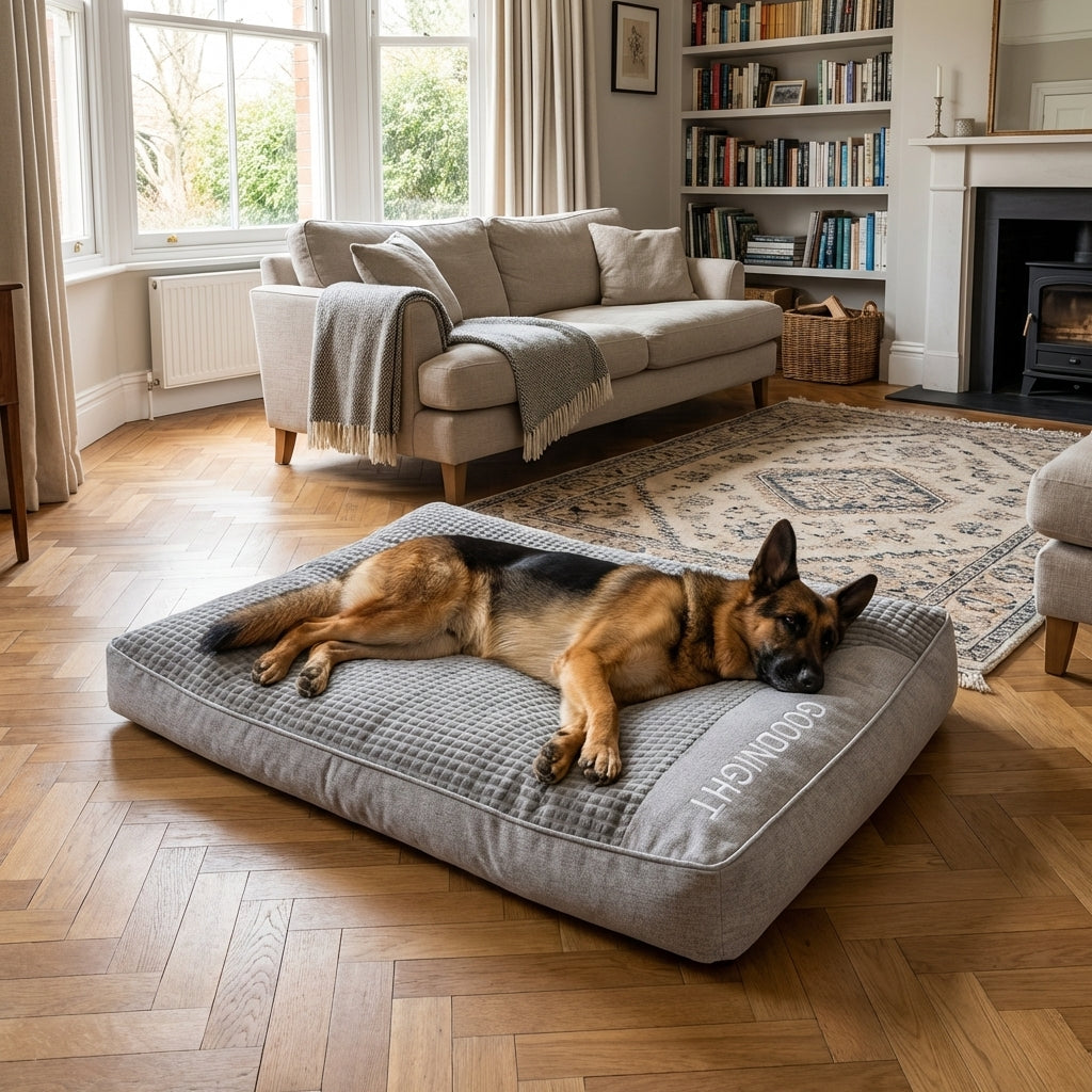 Quilted Foam Dog Cushion Bed With Raised Bolster Sides And Anti-Slip Base | Temsk