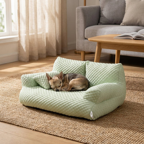 Ice Silk Quilted Dog Sofa Bed With Raised Sides And Cooling Fabric M–XXL Temsk