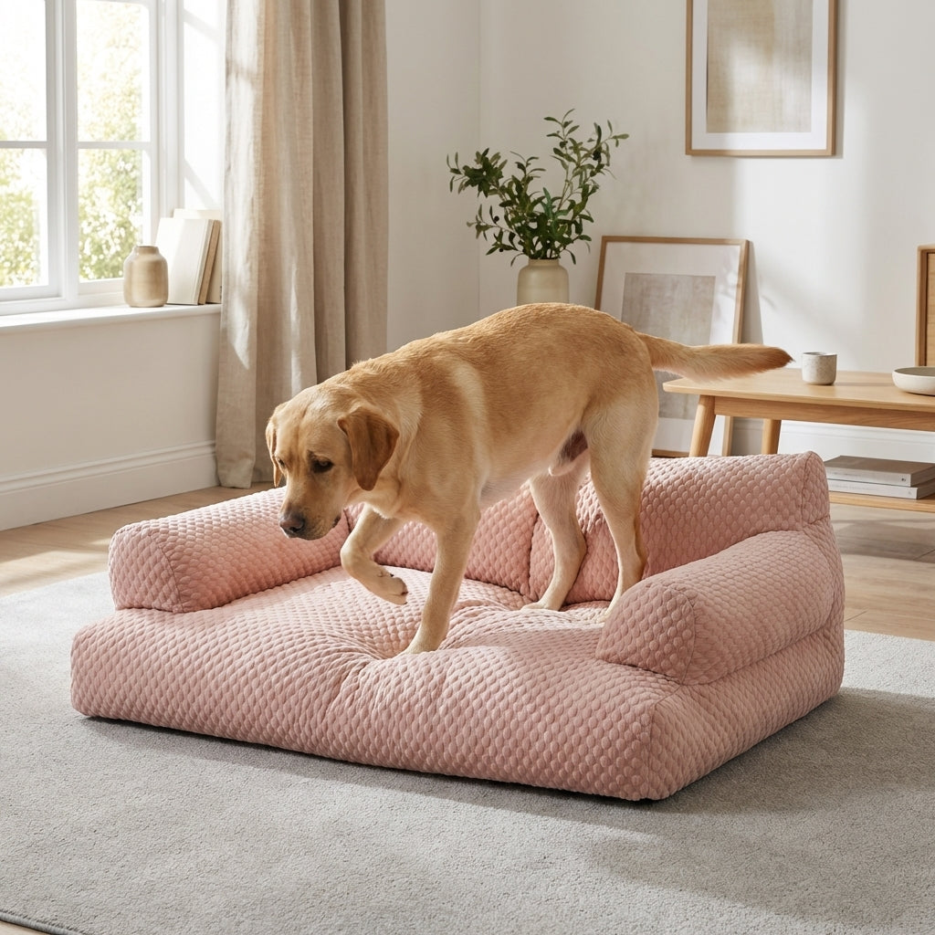 Quilted Ice Silk Dog Sofa Bed With Raised Sides And Cooling Fabric M–XXL | Temsk