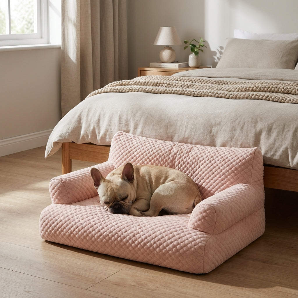 Quilted Ice Silk Dog Sofa Bed With Raised Sides And Cooling Fabric M–XXL | Temsk