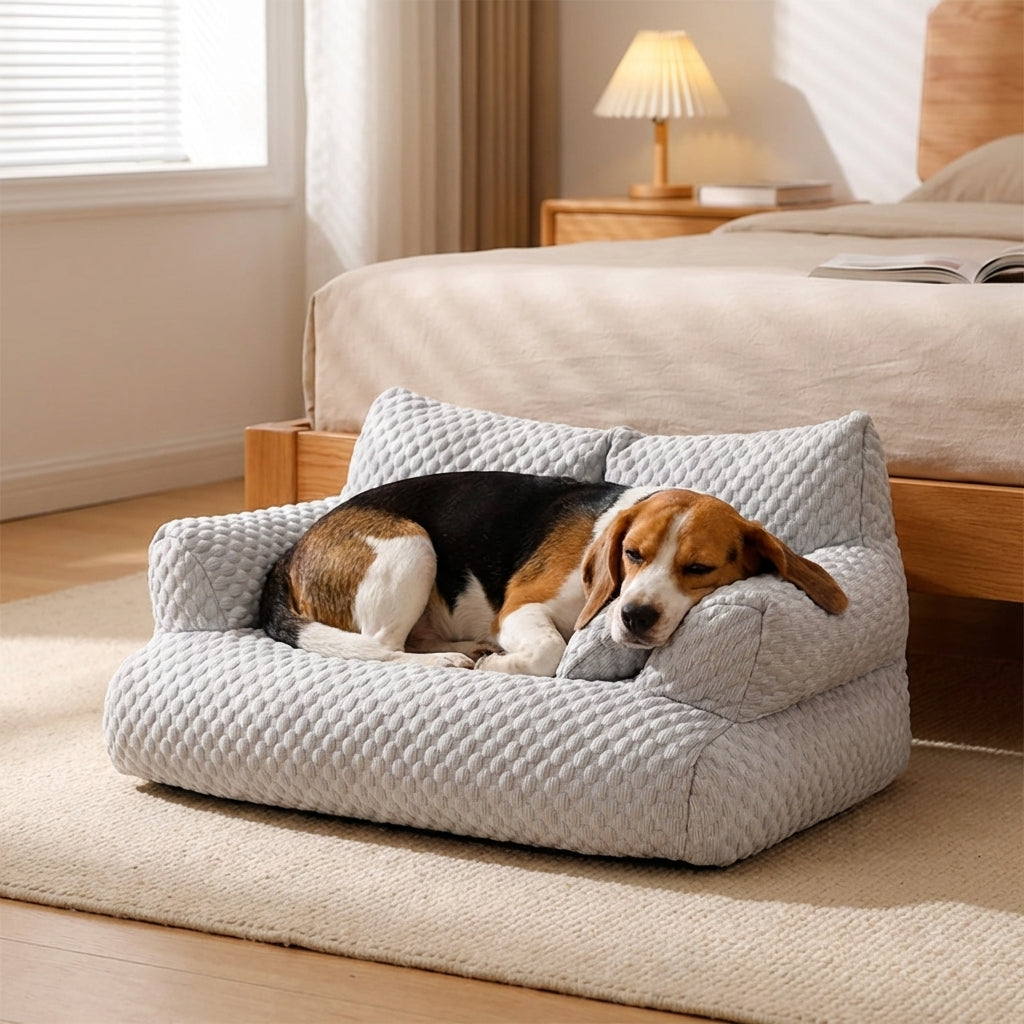 Quilted Ice Silk Dog Sofa Bed With Raised Sides And Cooling Fabric M–XXL | Temsk