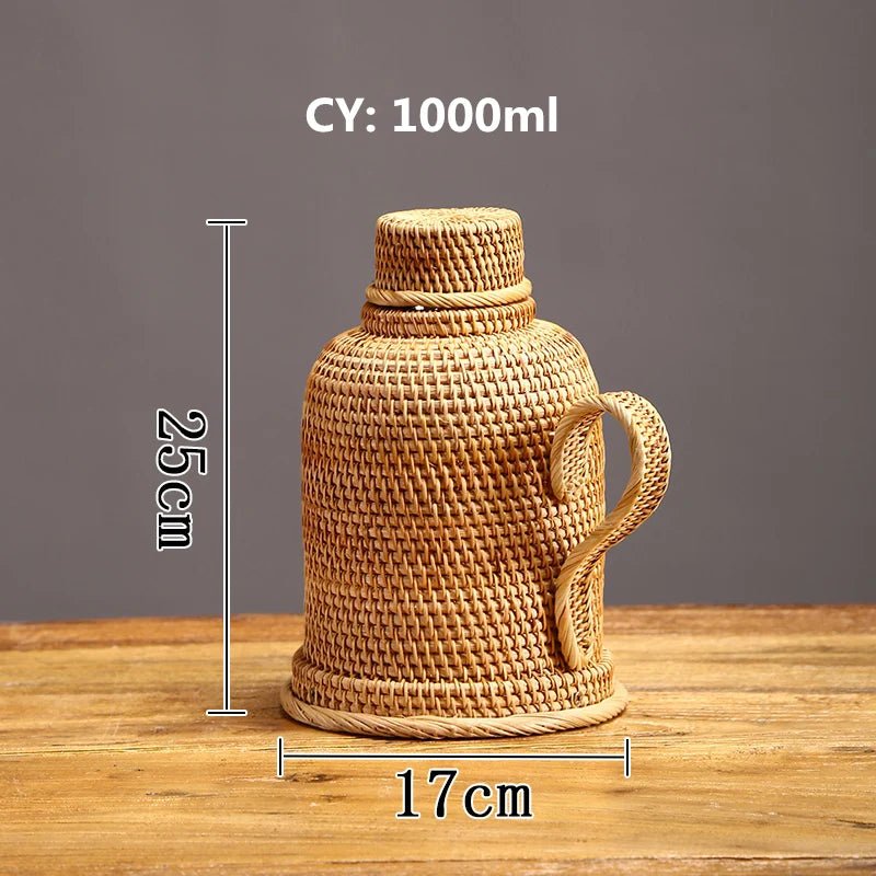 Rattanuxe 1L Insulated Thermos Jug For Hot And Cold Drinks | Temsk