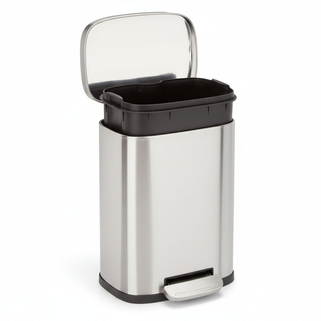 Compact Stainless Steel Bathroom Trash Can With Soft Close Pedal | Temsk