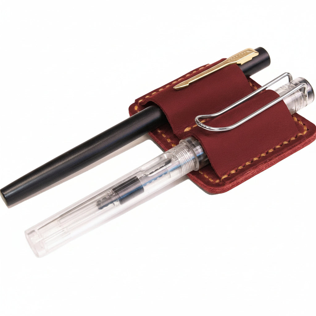 Full Grain Leather Journal Clip Pen Holder Accessory | Temsk